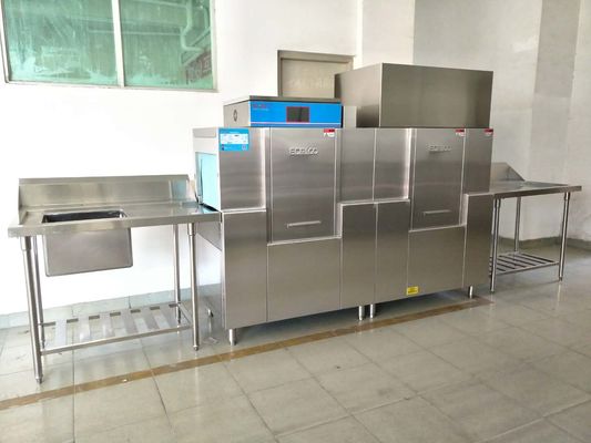 China máquina de lavar louça ECO-M210PH do transporte da cremalheira 19.8KW/46.8KW, máquina de lavar louça da categoria do restaurante fornecedor